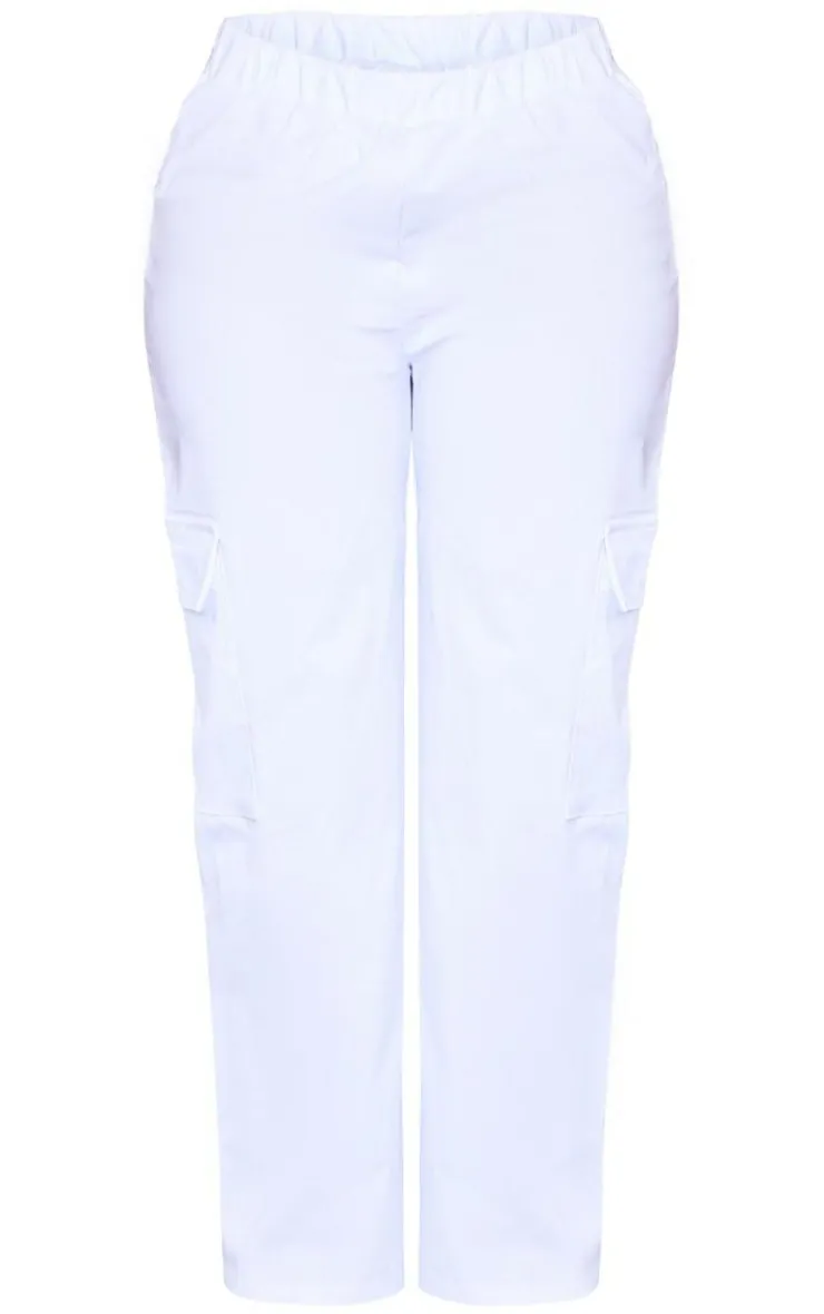 Hot PrettyLittleThing Shape Stretch Woven Pocket Detail Wide Leg Pants White