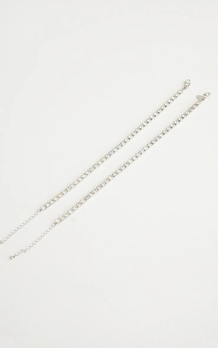 PrettyLittleThing Anklets*Chunky Diamante Multipack Anklet