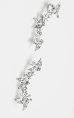 PrettyLittleThing Statement Earrings*Crystal Floral Affect Chain Ear Climber