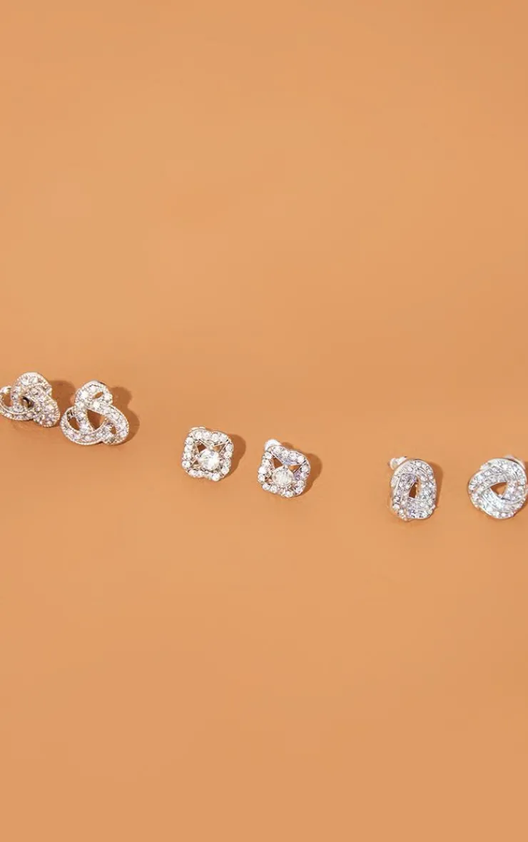 PrettyLittleThing Earrings*Diamante Knotted Stud Earrings Multi Pack