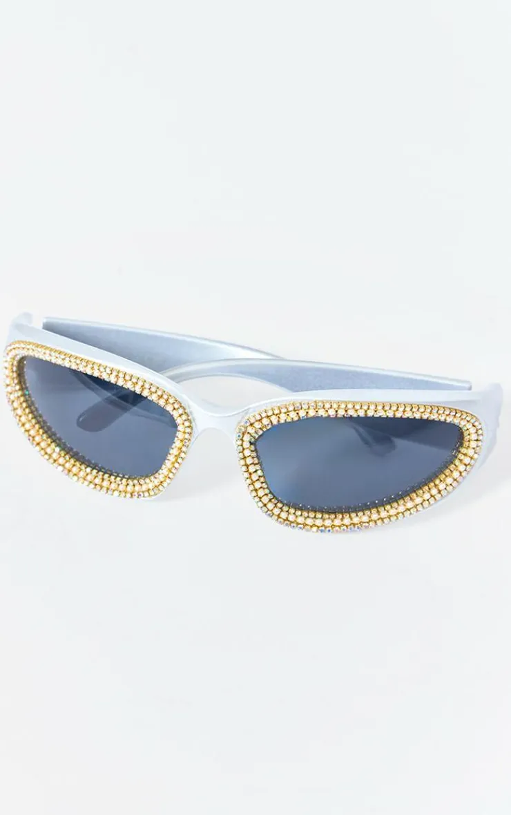 PrettyLittleThing Visor Sunglasses*Diamante Sporty Visor Sunglasses