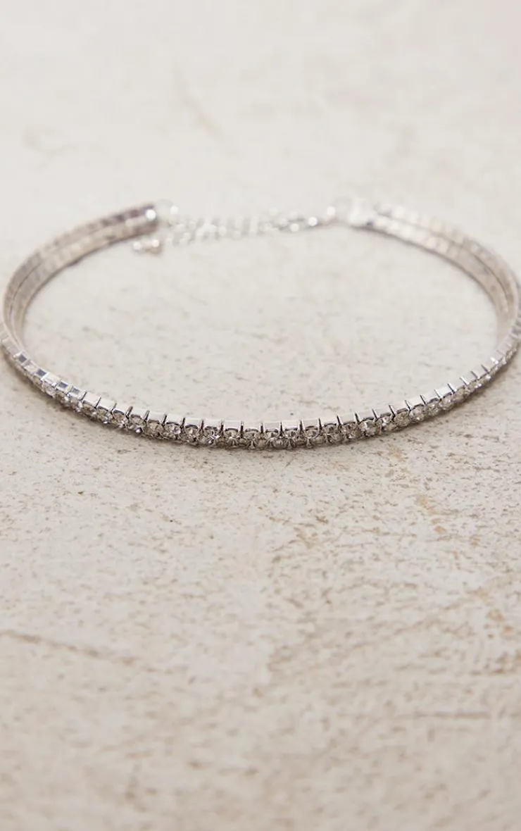 PrettyLittleThing Necklaces*Double Row Diamante Choker