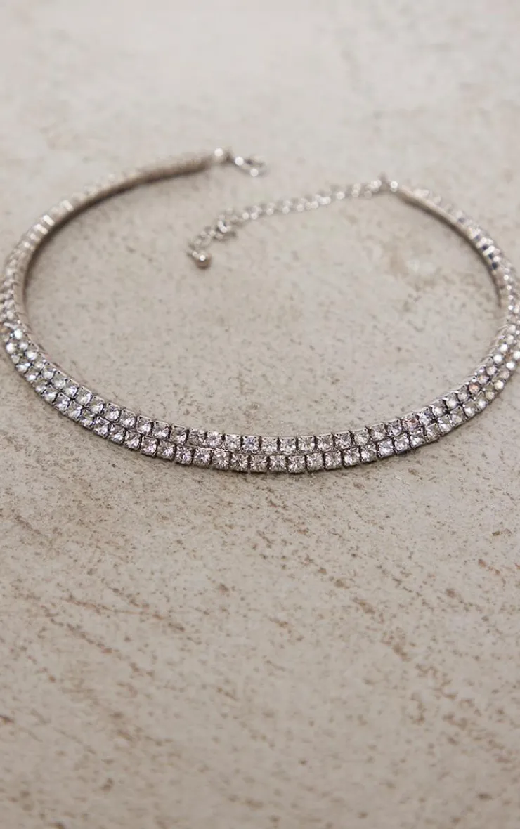 PrettyLittleThing Necklaces*Double Row Diamante Choker