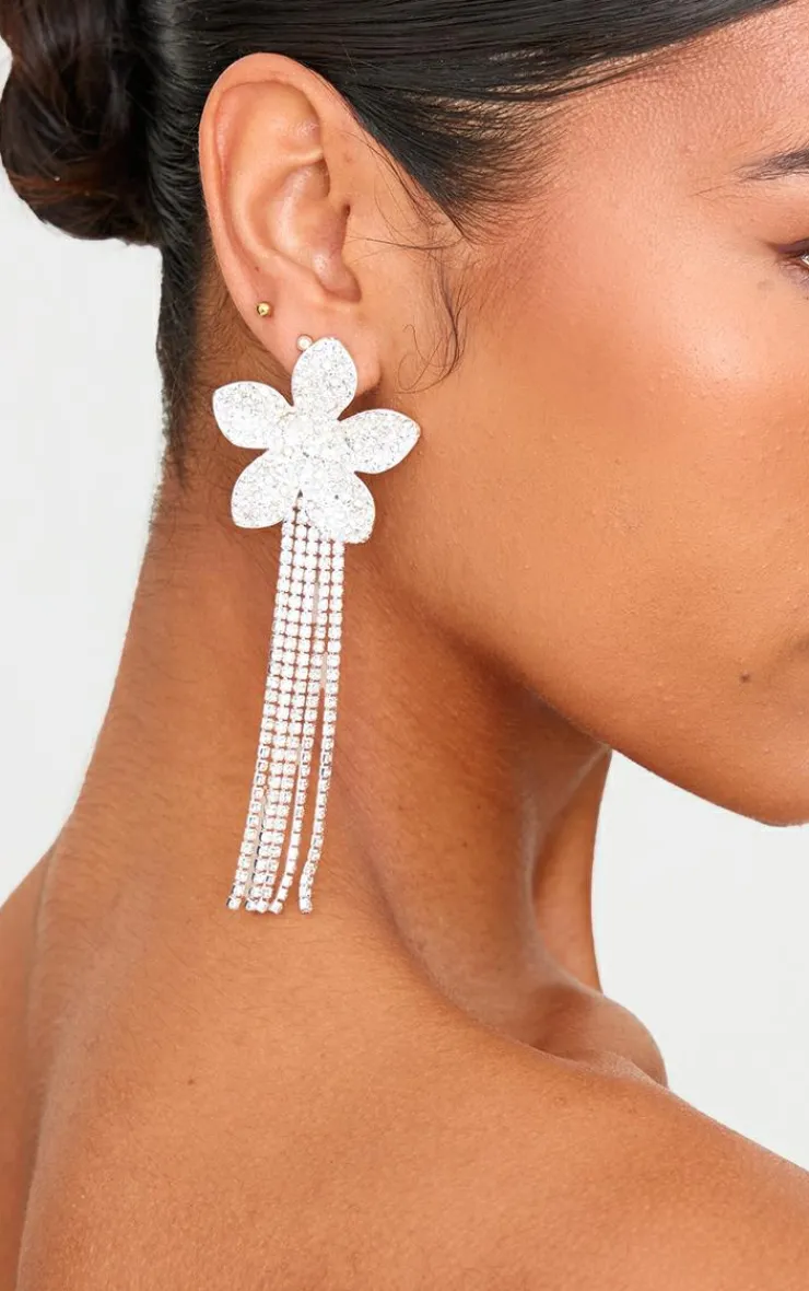 PrettyLittleThing Statement Earrings*Jewel Flower Statement Tassel Earrings