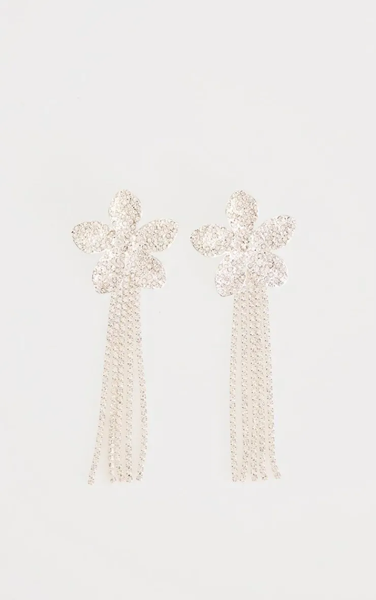 PrettyLittleThing Statement Earrings*Jewel Flower Statement Tassel Earrings