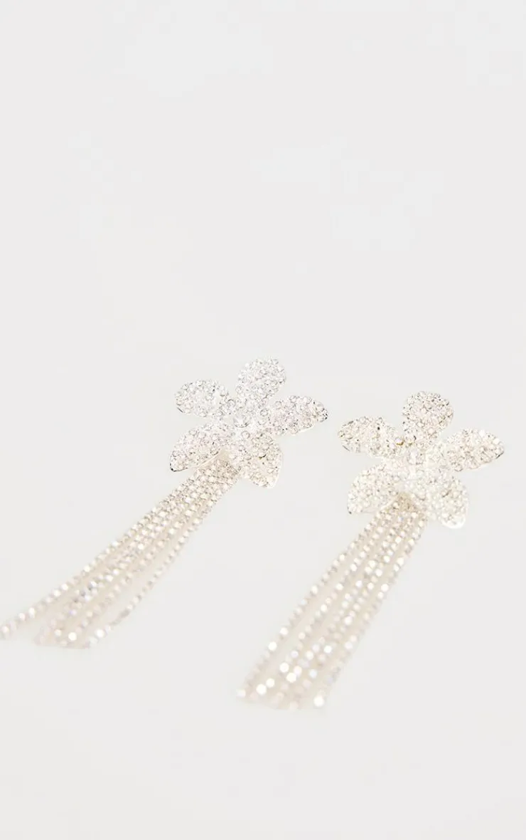 PrettyLittleThing Statement Earrings*Jewel Flower Statement Tassel Earrings