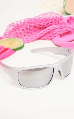 PrettyLittleThing Visor Sunglasses*Mirrored Lens Rectangular Sporty Visor Sunglasses