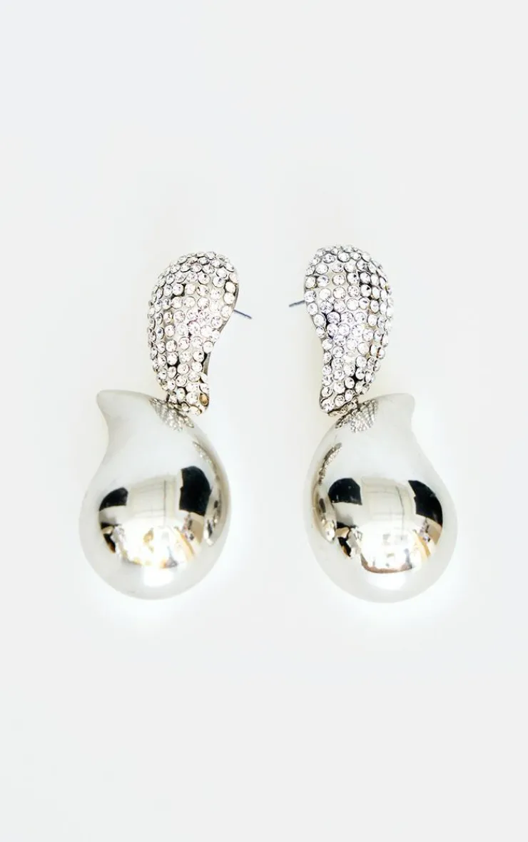 PrettyLittleThing Statement Earrings*Teardrop Diamante Link Statement Earrings