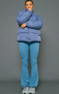 PrettyLittleThing Puffer Jackets*Soft Touch Nylon Longline Padded Panel Puffer Coat