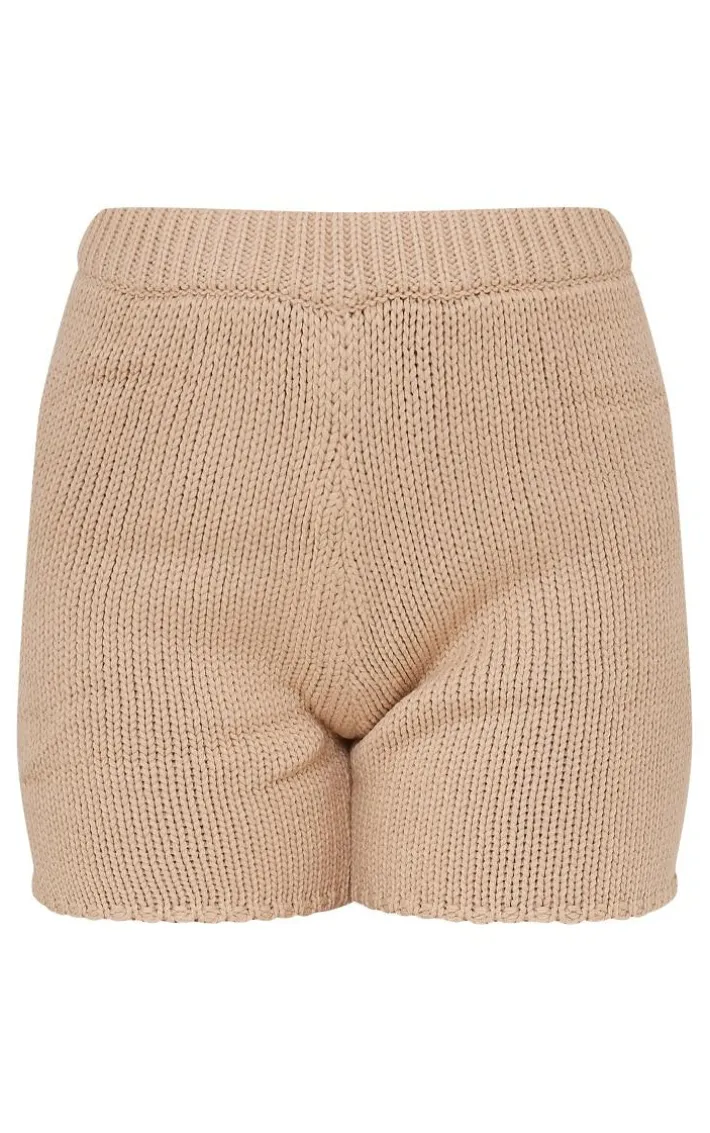 Stone Chunky Knit Floaty Shorts