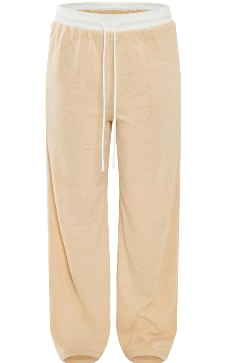 Online PrettyLittleThing Contrast Wide Leg Pants Stone