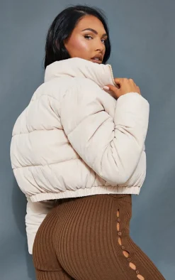 PrettyLittleThing Puffer Jackets*Cropped Peach Skin Bubble Puffer Jacke