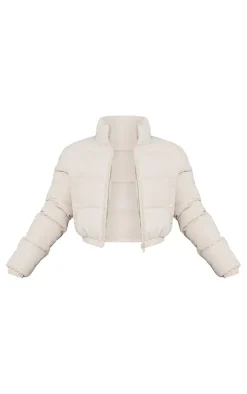 PrettyLittleThing Puffer Jackets*Cropped Peach Skin Bubble Puffer Jacke