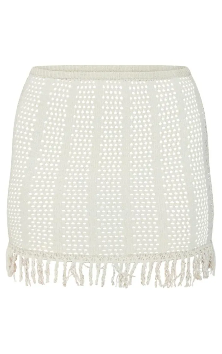 Outlet PrettyLittleThing Frill Edge Detail Crochet Mini Skirt Stone