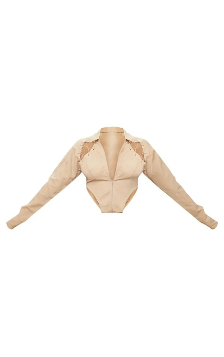 PrettyLittleThing Shirts*Lace Up Side And Front Pointed Hem Shirt
