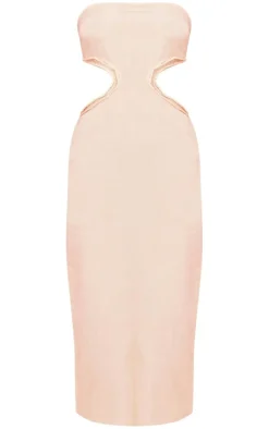 Linen Look Bandeau Side Cut Out Maxi Dress-PrettyLittleThing Discount
