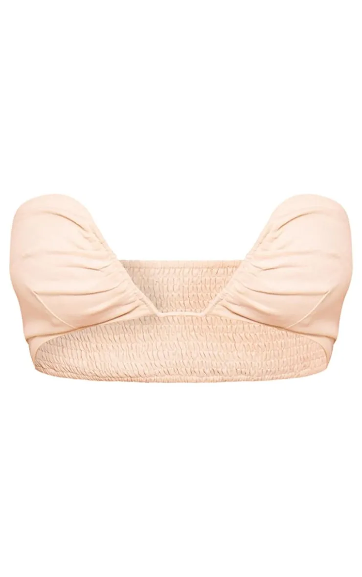 Outlet PrettyLittleThing Linen Look V Bar Bralet Stone