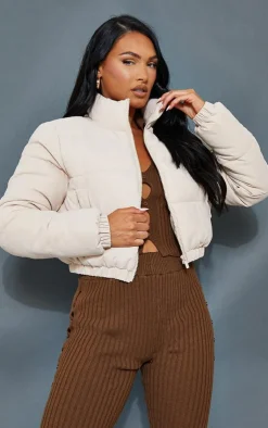 PrettyLittleThing Puffer Jackets*Peach Skin Cropped Bubble Puffer Jacket