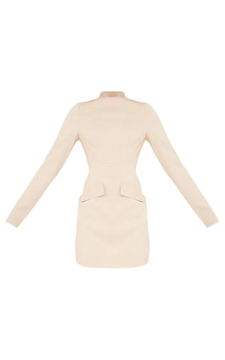 Pocket Detail High Neck Mini Dress-PrettyLittleThing Clearance