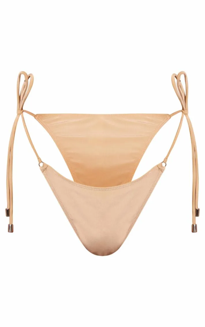 Stone Ring Detail Tie Side Bikini Bottoms