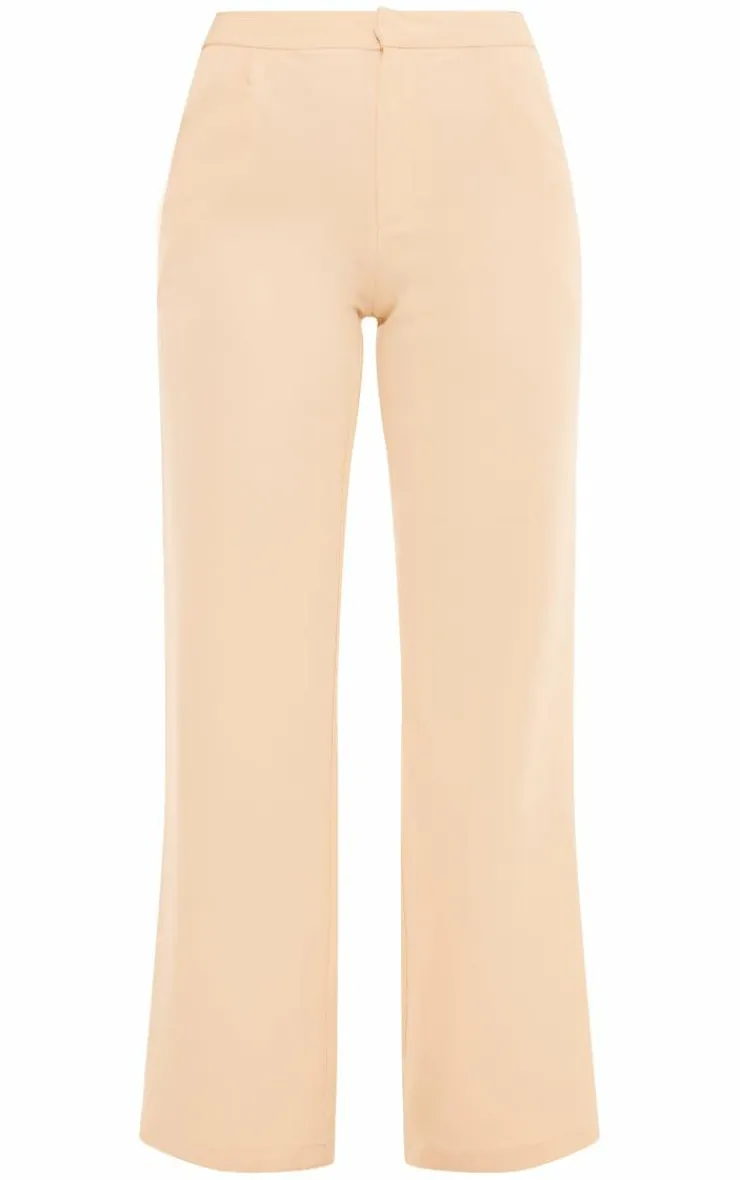 Online PrettyLittleThing Tailored Woven Wide Leg Pants Stone