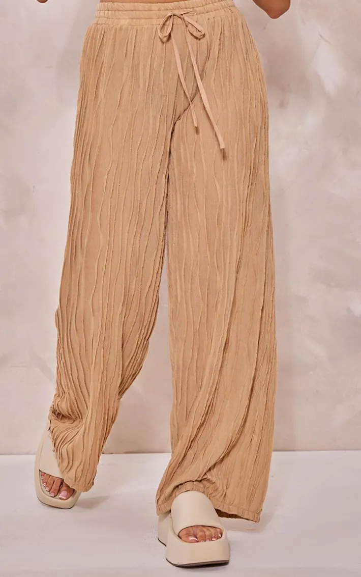 Stone Textured Jersey Floaty Wide Leg Pants