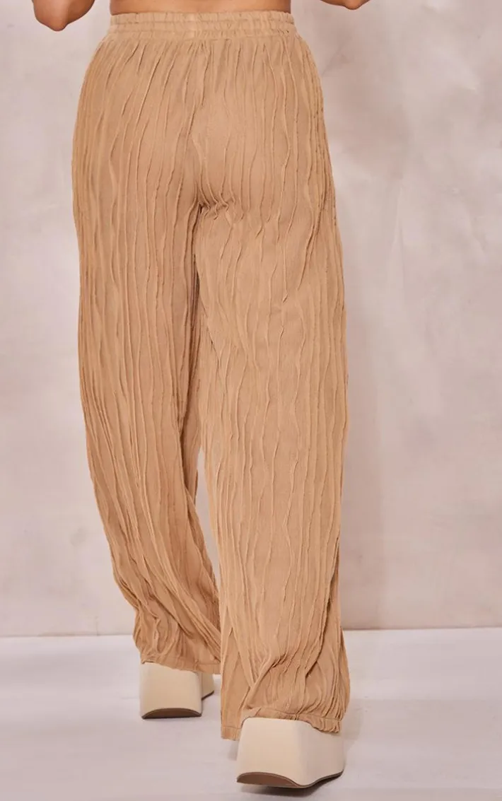 Stone Textured Jersey Floaty Wide Leg Pants