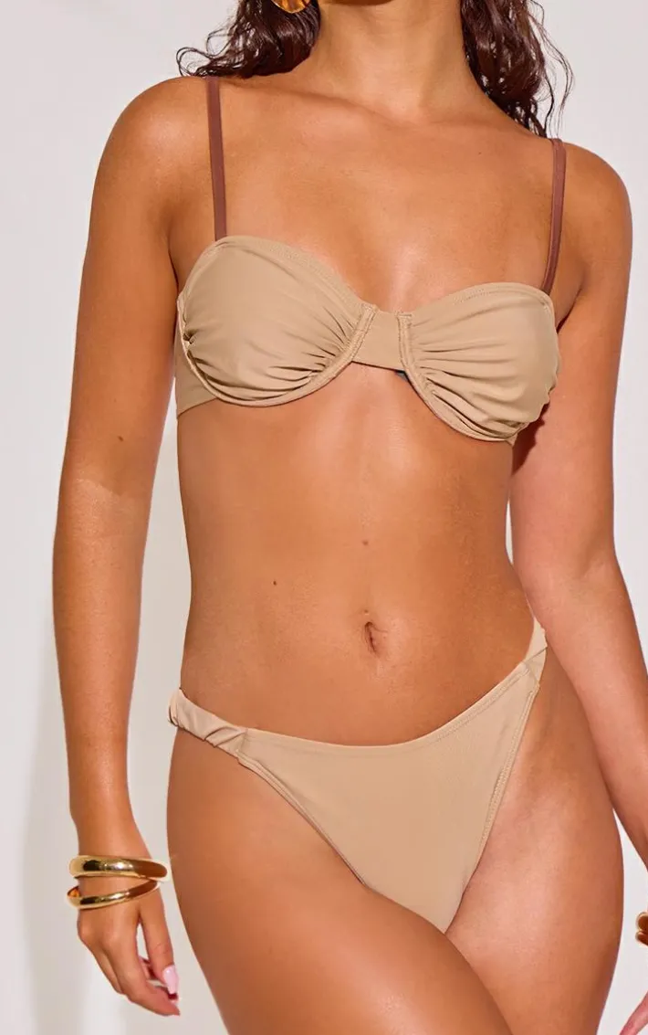 Stone Underwired Ruched Bikini Top