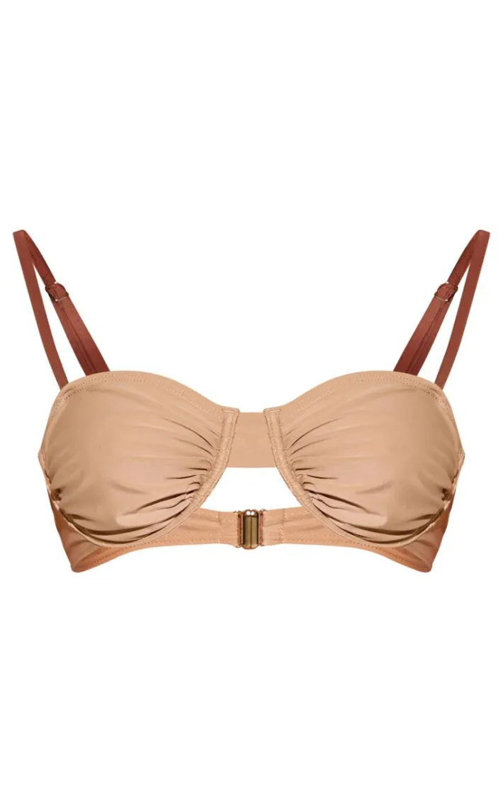 Stone Underwired Ruched Bikini Top
