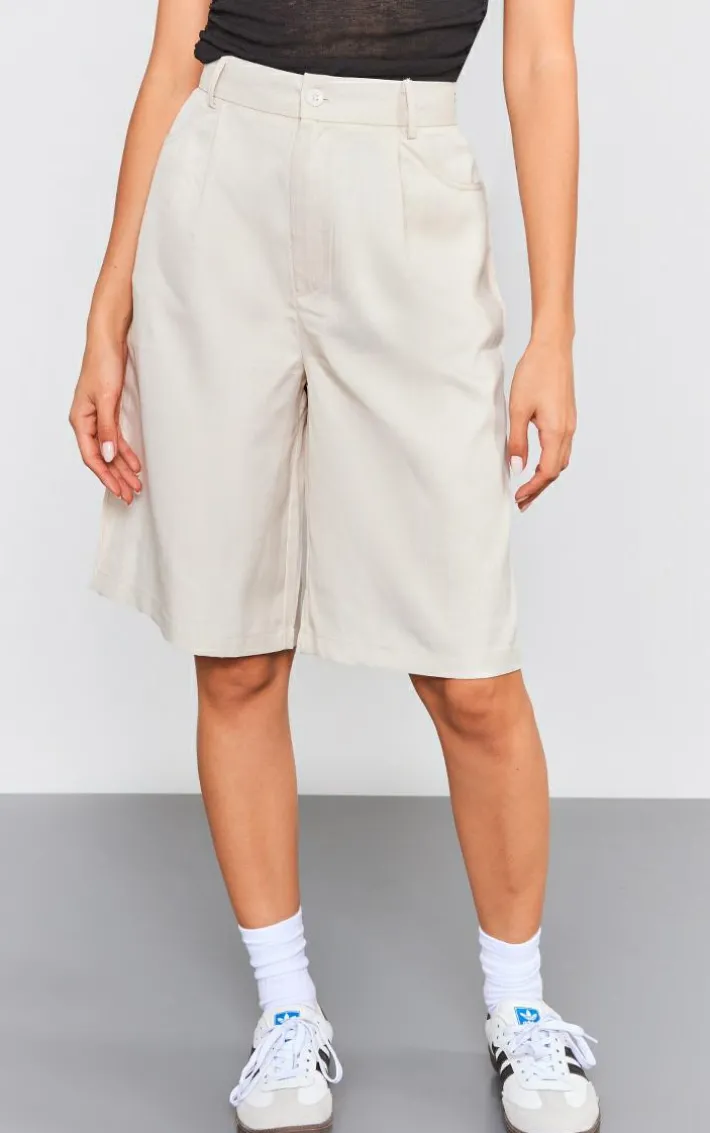 Stone Woven Tailored Bermuda Jorts