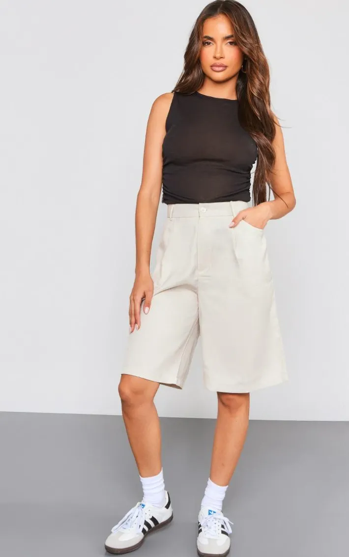 Stone Woven Tailored Bermuda Jorts