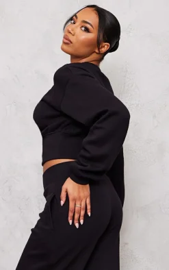 Hot PrettyLittleThing Tall Cropped Oversized Sweatshirt Black