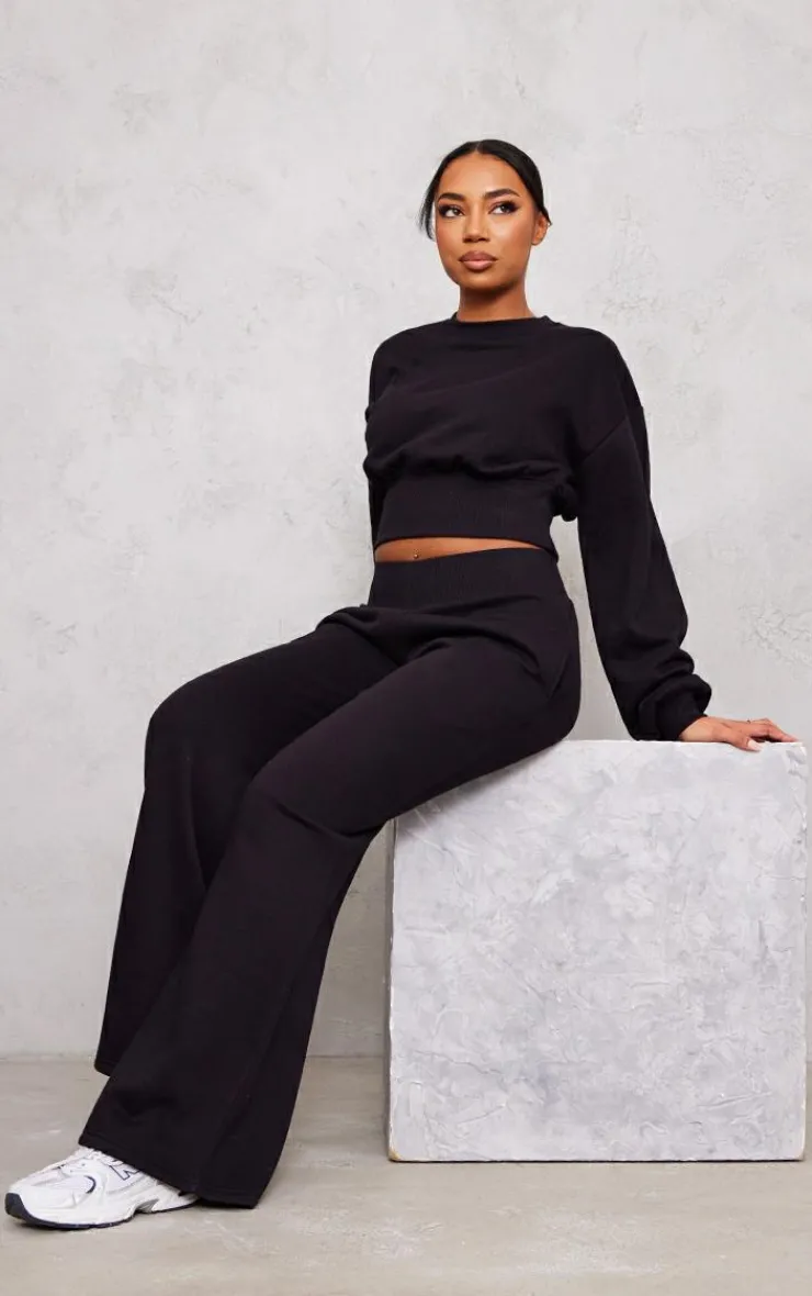 Hot PrettyLittleThing Tall Cropped Oversized Sweatshirt Black