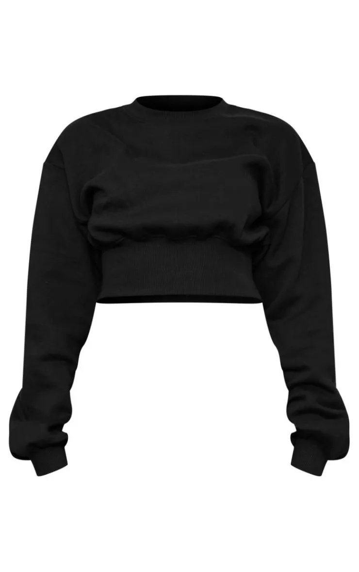 Hot PrettyLittleThing Tall Cropped Oversized Sweatshirt Black