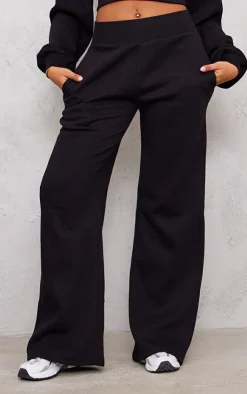 PrettyLittleThing Tall High Waisted Wide Leg Sweatpants Black