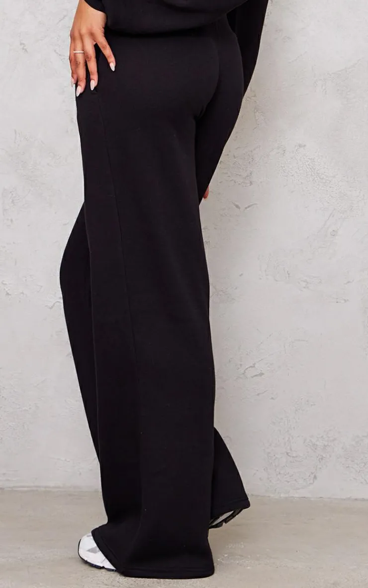 PrettyLittleThing Tall High Waisted Wide Leg Sweatpants Black