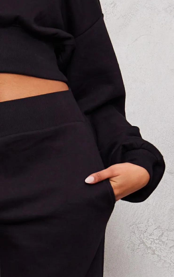 PrettyLittleThing Tall High Waisted Wide Leg Sweatpants Black