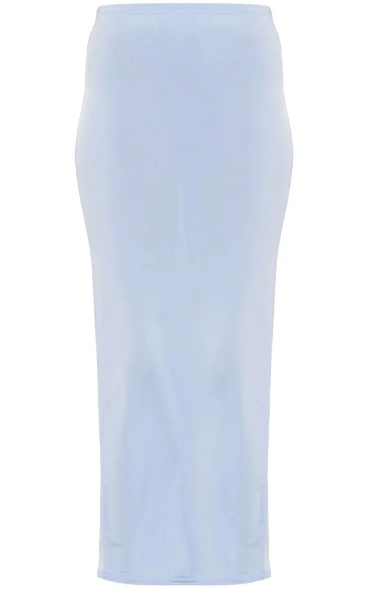 Discount PrettyLittleThing Tall Low Rise Slinky Midaxi Skirt Blue