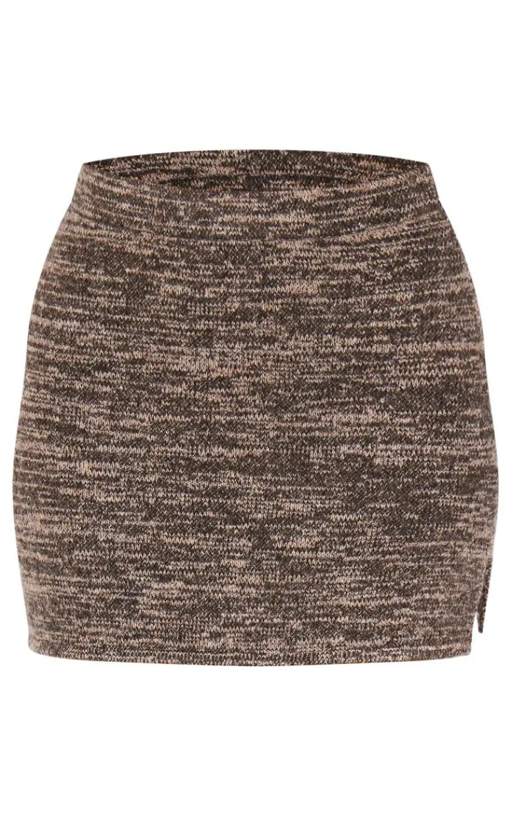 Hot PrettyLittleThing Tall Knitted Mini Skirt Brown