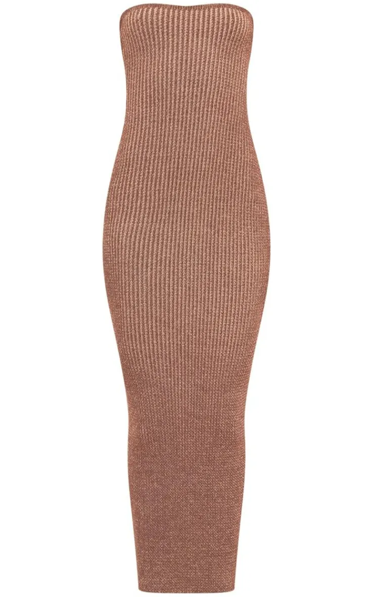 Tall Marl Knit Bandeau Midaxi Dress-PrettyLittleThing Discount