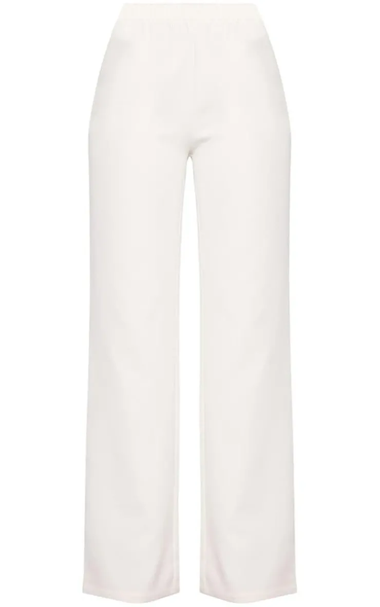 Hot PrettyLittleThing Tall Elasticated Wide Leg Pants Cream