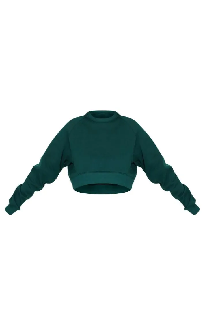 Tall Dark Green Cropped Long Sleeve Sweatshirt