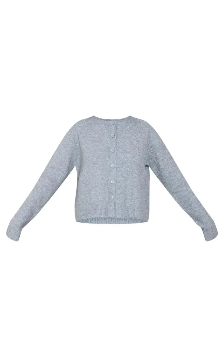 Outlet PrettyLittleThing Tall Melange Soft Knit Basic Button Up Cardigan Grey