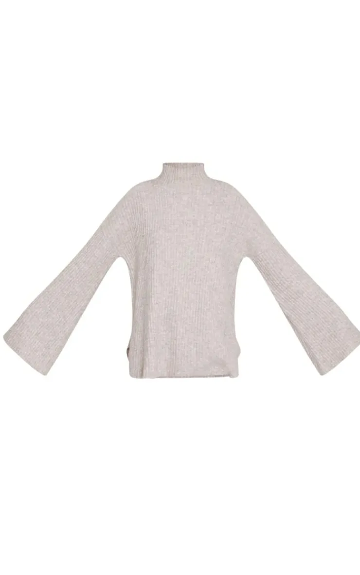 Hot PrettyLittleThing Tall Light Luxe Rib Knit Oversized Sweater Brown