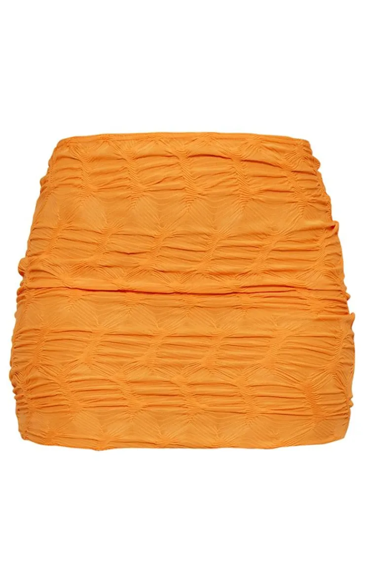 Hot PrettyLittleThing Tall Textured Jersey Low Rise Micro Mini Skirt Orange