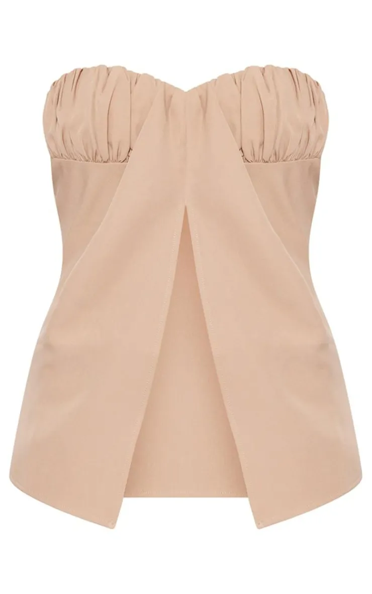Hot PrettyLittleThing Tall Bandeau Split Detail Top Taupe