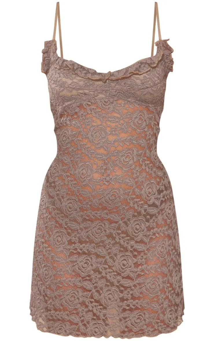 Tall Floral Lace Mini Dress-PrettyLittleThing Sale