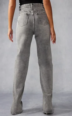 Tall Washed Grey High Waist Split Hem Jeans