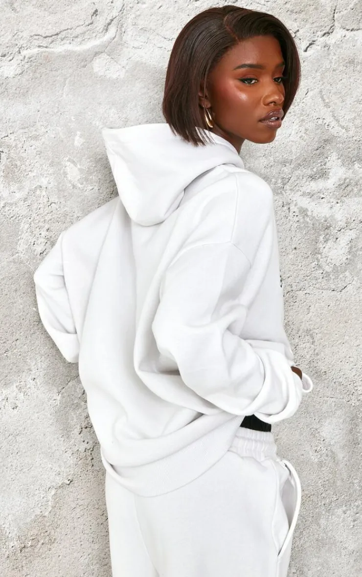 Online PrettyLittleThing Tall Sports Classic Embroidered Oversized Hoodie White