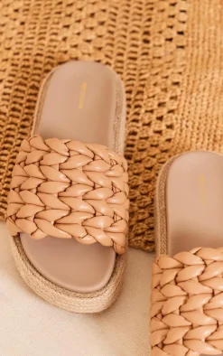 PrettyLittleThing Espadrilles*Pu Woven Round Toe Platform Chunky Espadrille Sandals